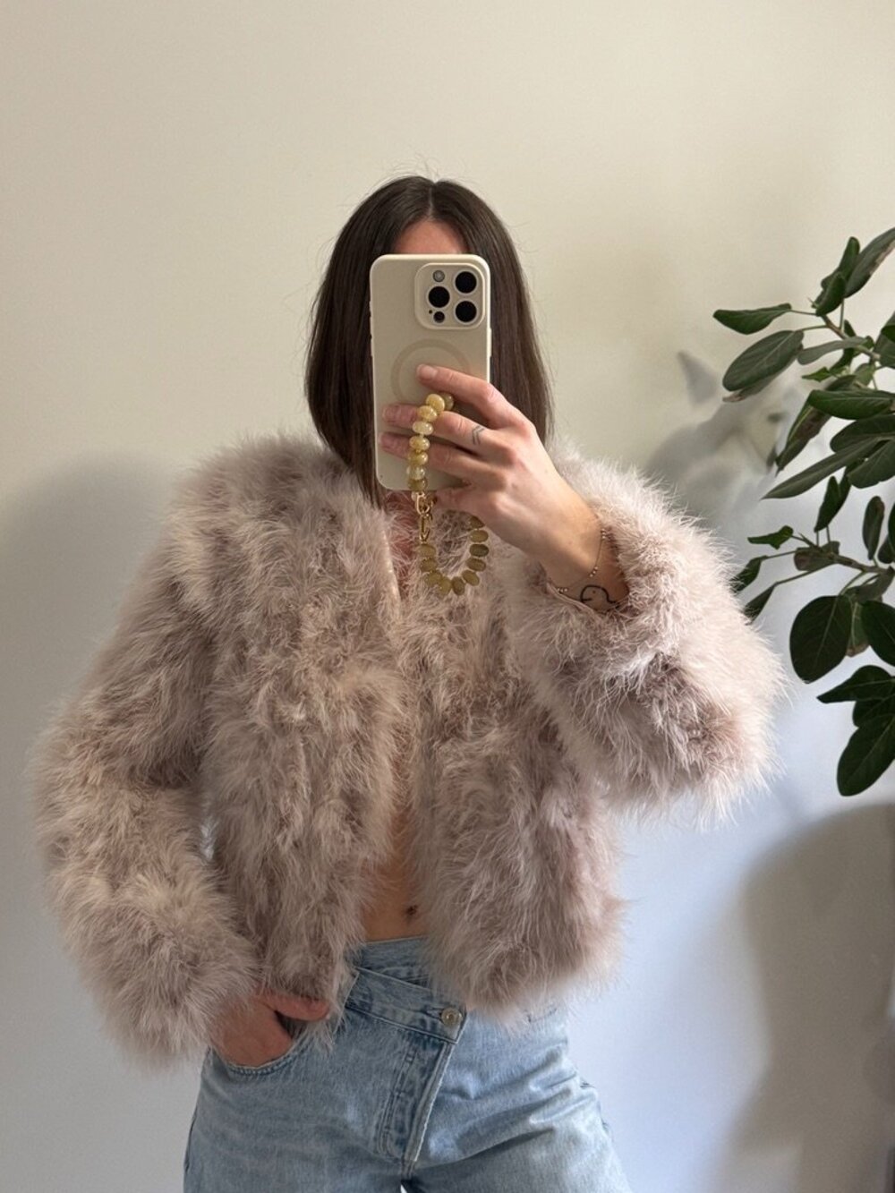 Bubish Luxe Manhattan Crop Feather Jacket